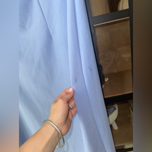 Abercrombie Elevated Midi Skirt dusty Light Blue high waisted bodycon plus curve - Picture 7 of 10